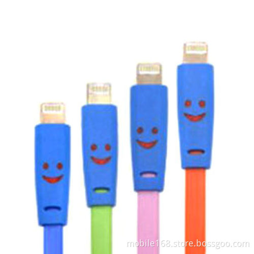 Charging with Lighting Smile Flat Cable, 10 Colours